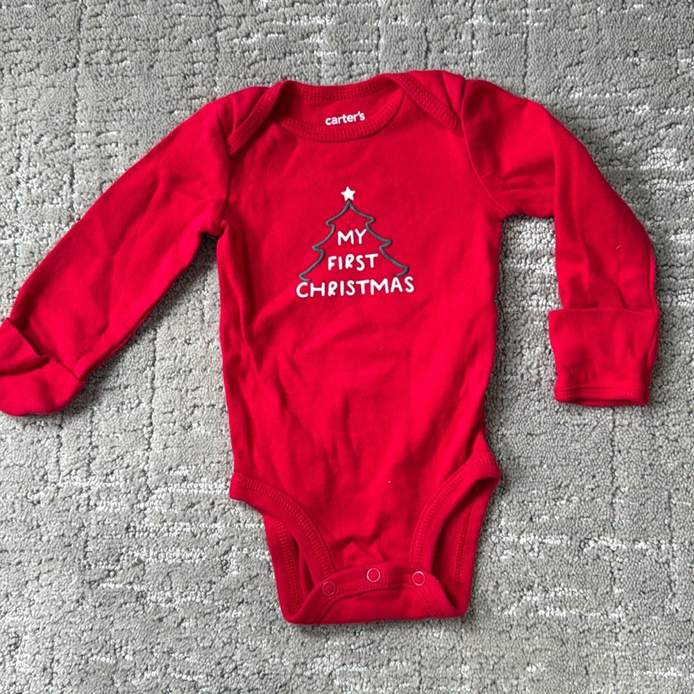 *LIKE NEW* Carter's Red "MY FIRST CHRISTMAS" Long Sleeve Onesie - 3M